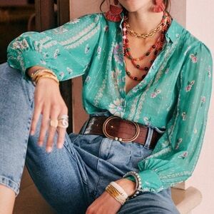(RARE) NWT Sézane Tianna Shirt Printed Bali
